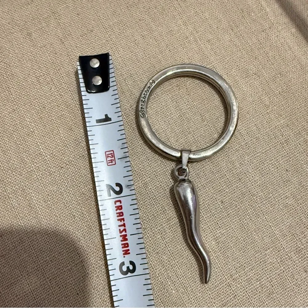 Brighton Silver Keyring with Curved Horn Charm – Vintage Style
